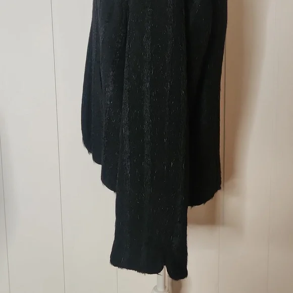 Vintage Cele black faux fur button-down winter jacket coat Large